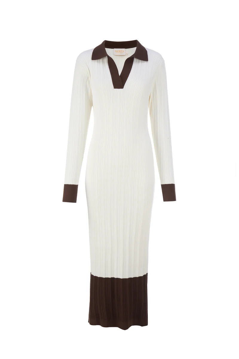 Sancia The Yana Knit Dress- Latte Trim