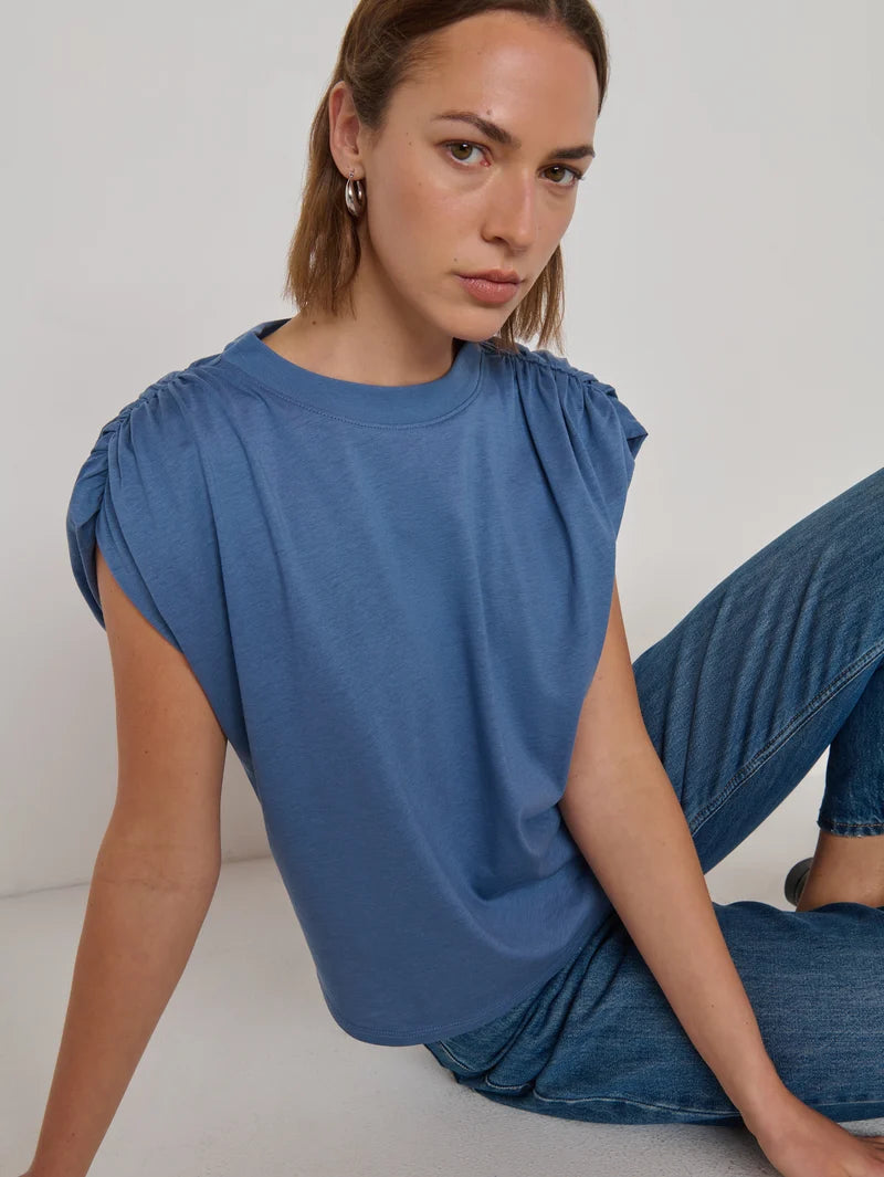 Nation Ltd Frankie Muscle Tee - Bella Blue