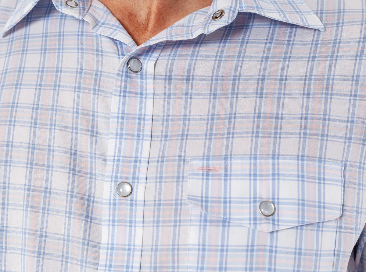 Criquet Performance Long Sleeve Pearl Snap - White Heron Check