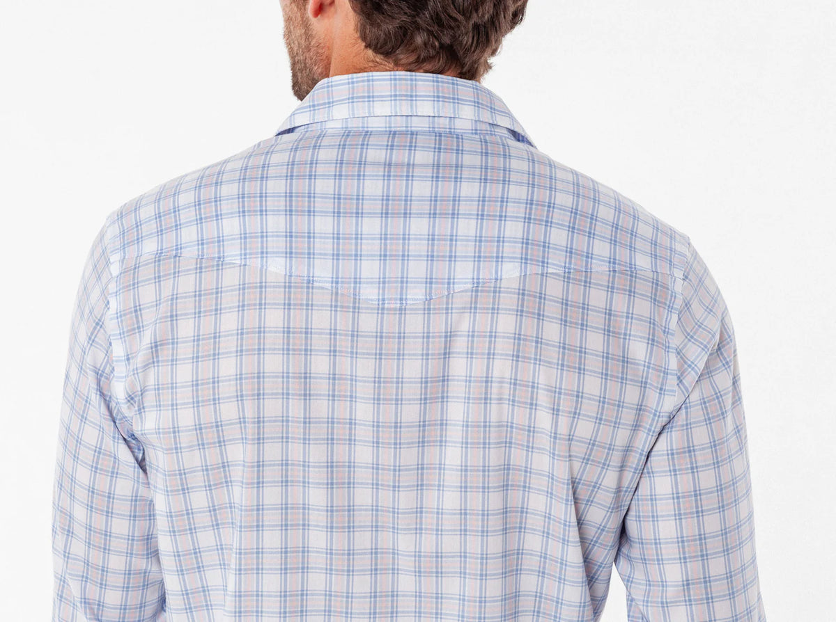 Criquet Performance Long Sleeve Pearl Snap - White Heron Check