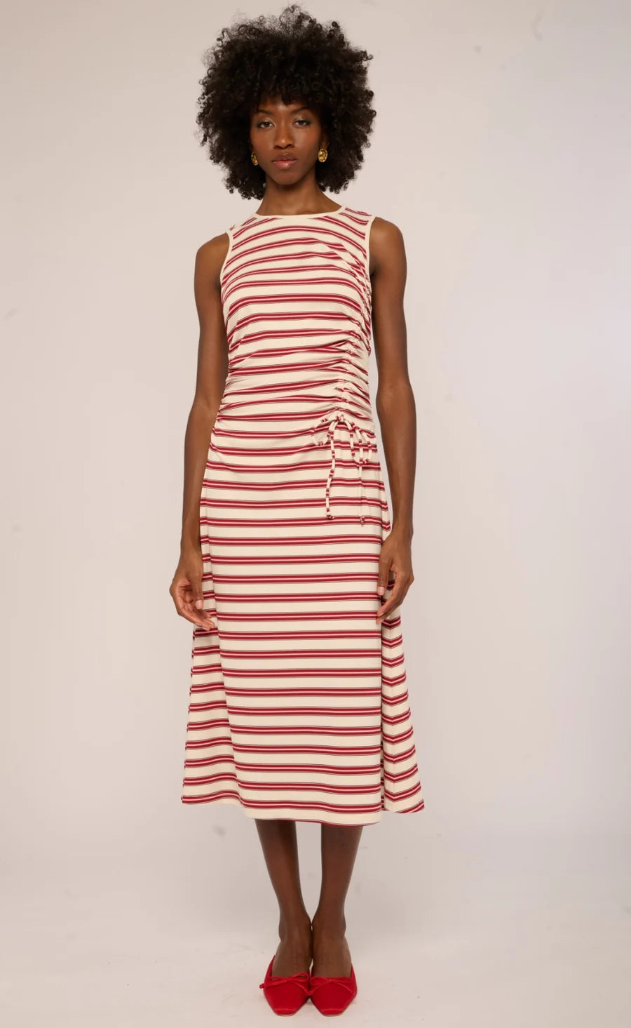 Love The Label Astrid Sleeveless Dress- Red Multi Knit Stripe
