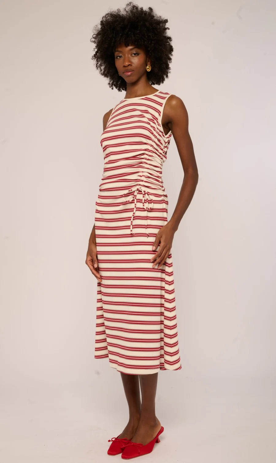 Love The Label Astrid Sleeveless Dress- Red Multi Knit Stripe