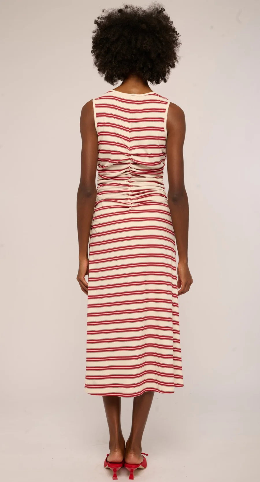Love The Label Astrid Sleeveless Dress- Red Multi Knit Stripe