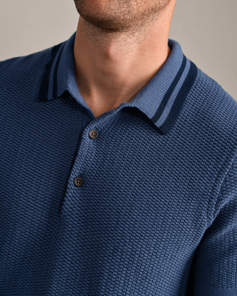 Rhone Fine Knit Sweater Polo- Vintage Indigo
