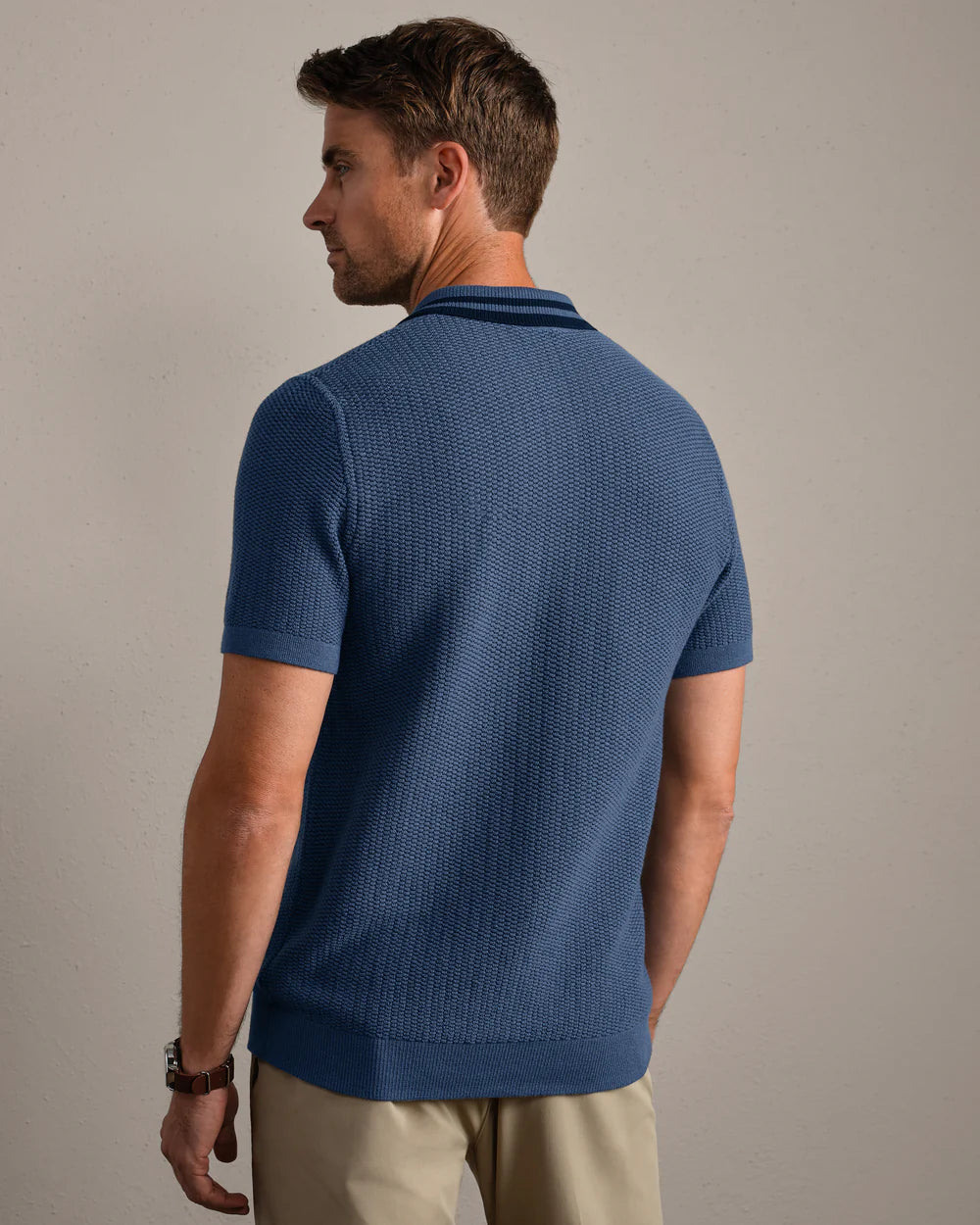 Rhone Fine Knit Sweater Polo- Vintage Indigo