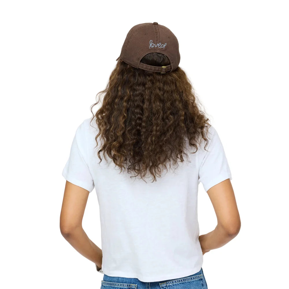 KERRI ROSENTHAL Imperfect Velvet Heart Hat- Cocoa/ Chambray