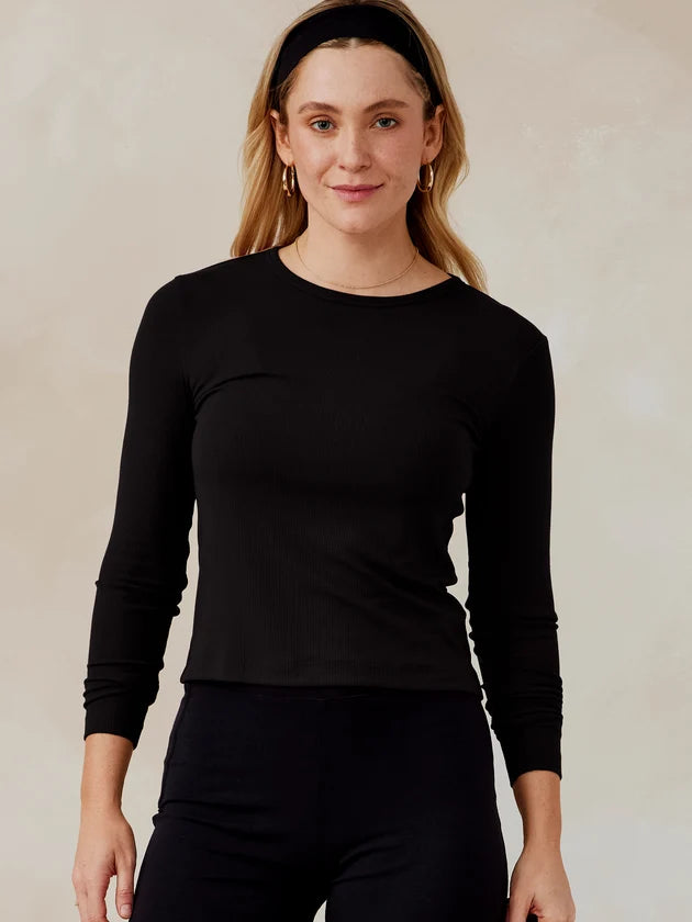 Tasc Microluxe Rib Long Sleeve- Black