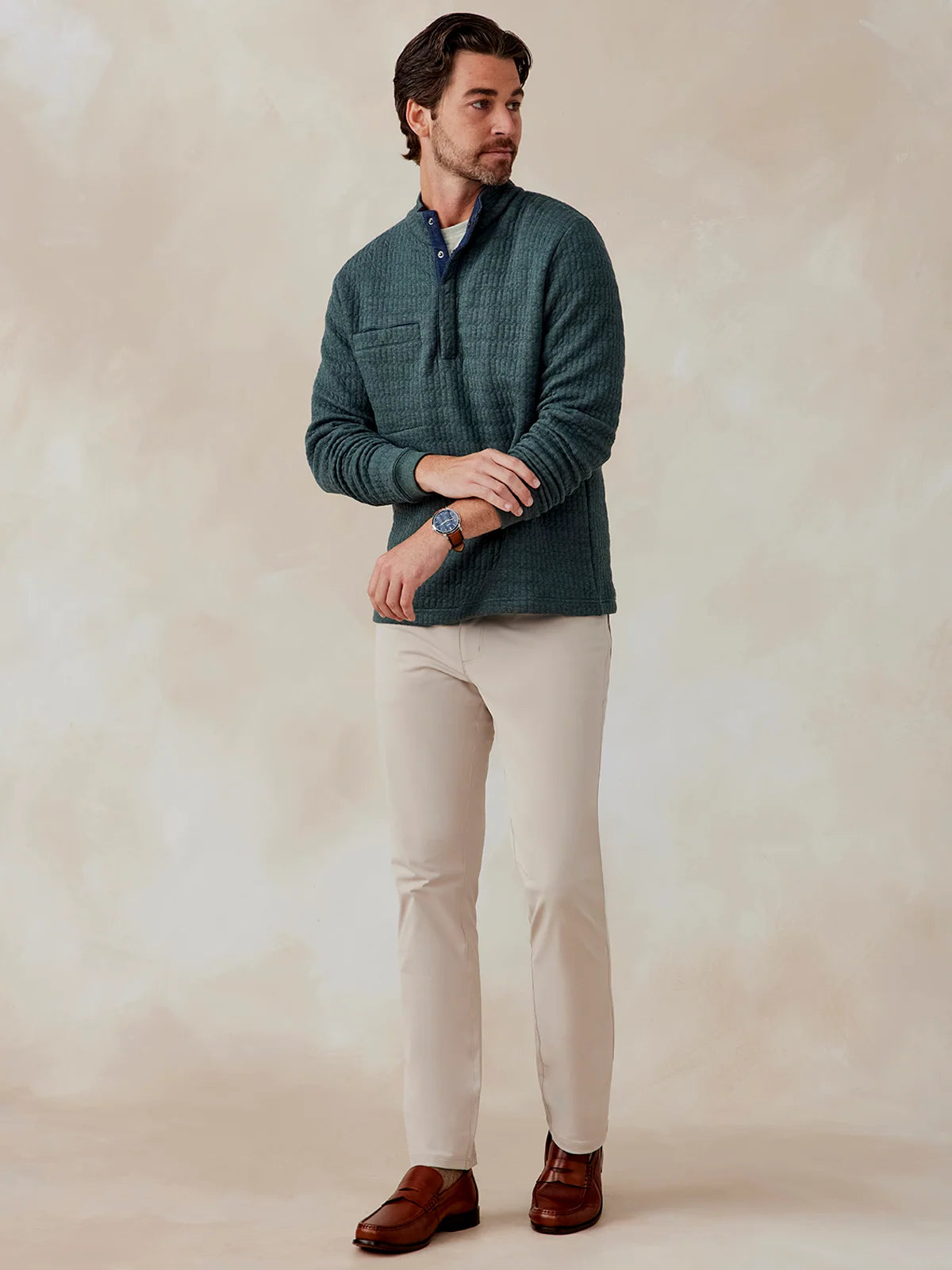 Tasc Main Line Quilt Pullover- Green Charcoal Heather