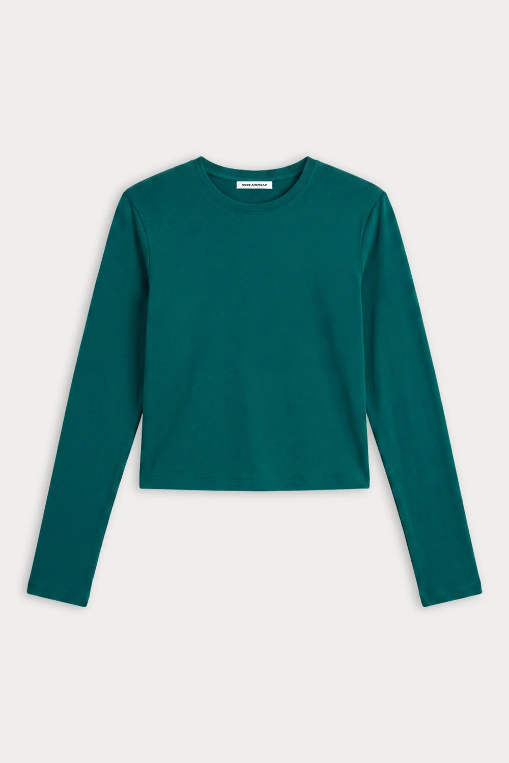 Good American The Long Sleeve Baby Tee- Forest Green
