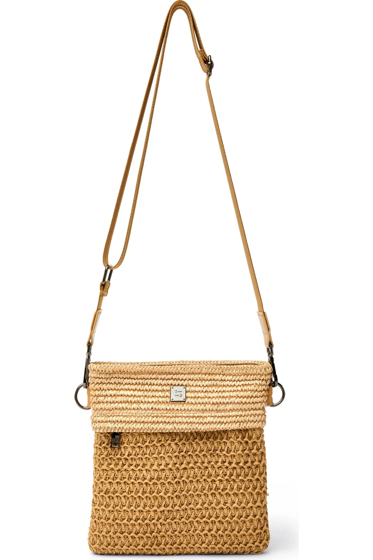 Think Royln Outlaw Crossbody - Chai Open-Weave Colorblock Raffia