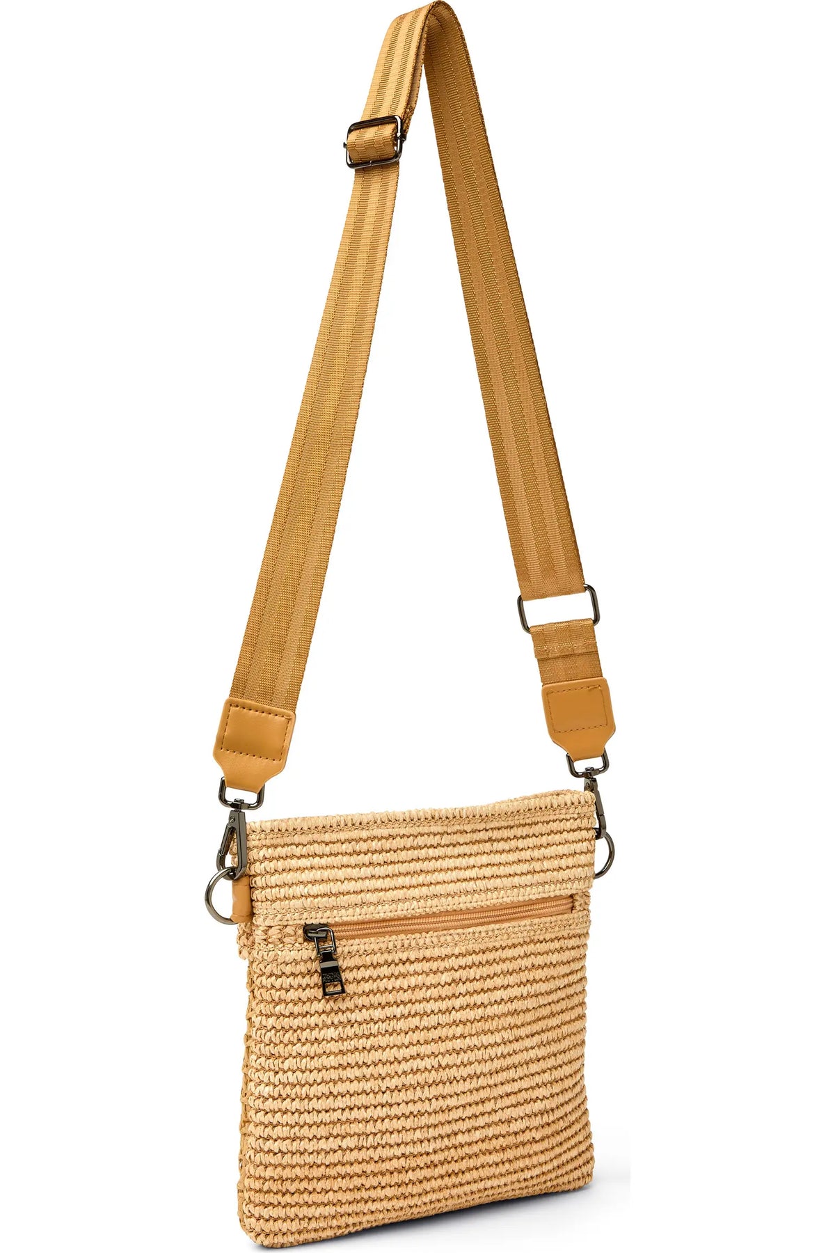 Think Royln Outlaw Crossbody - Chai Open-Weave Colorblock Raffia
