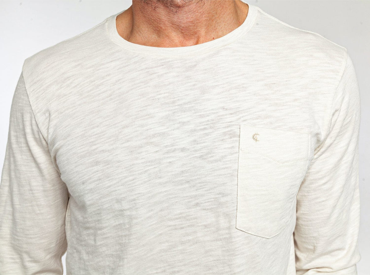 Criquet Cotton Slub Long- Sleeve T-Shirt- Natural