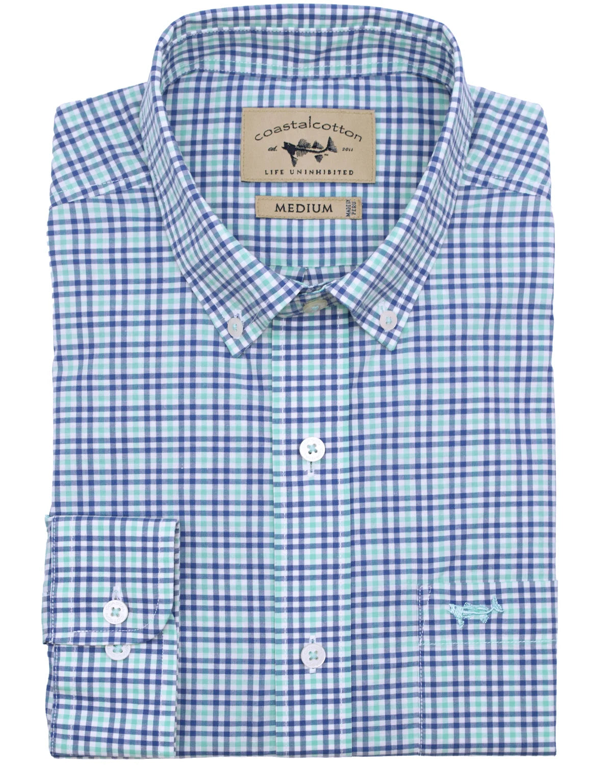 Coastal Cotton Long Sleeve Sport Shirt- Regatta Gingham