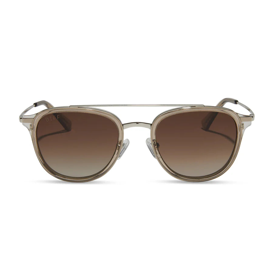 DIFF Eyewear Men’s Polarized Sunglasses - Maxwell Vintage Crystal + Brown Gradient