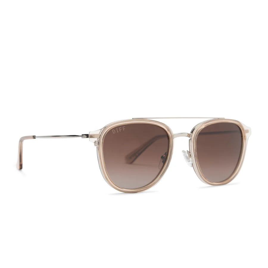 DIFF Eyewear Men’s Polarized Sunglasses - Maxwell Vintage Crystal + Brown Gradient