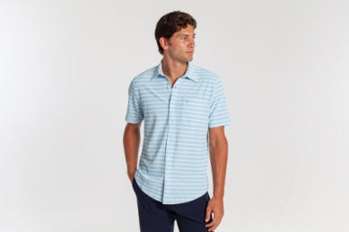 Criquet Performance Pique Knit Button Down - Sky