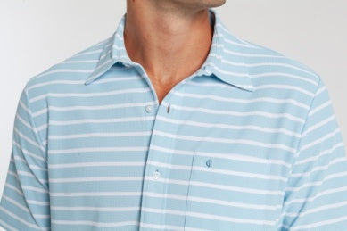 Criquet Performance Pique Knit Button Down - Sky
