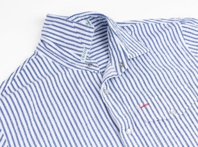 Criquet Short Sleeve Performance Pearl Snap - Navy Seersucker
