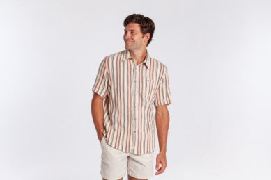 Criquet Short Sleeve Beachcomber Shirt - Peach Multi