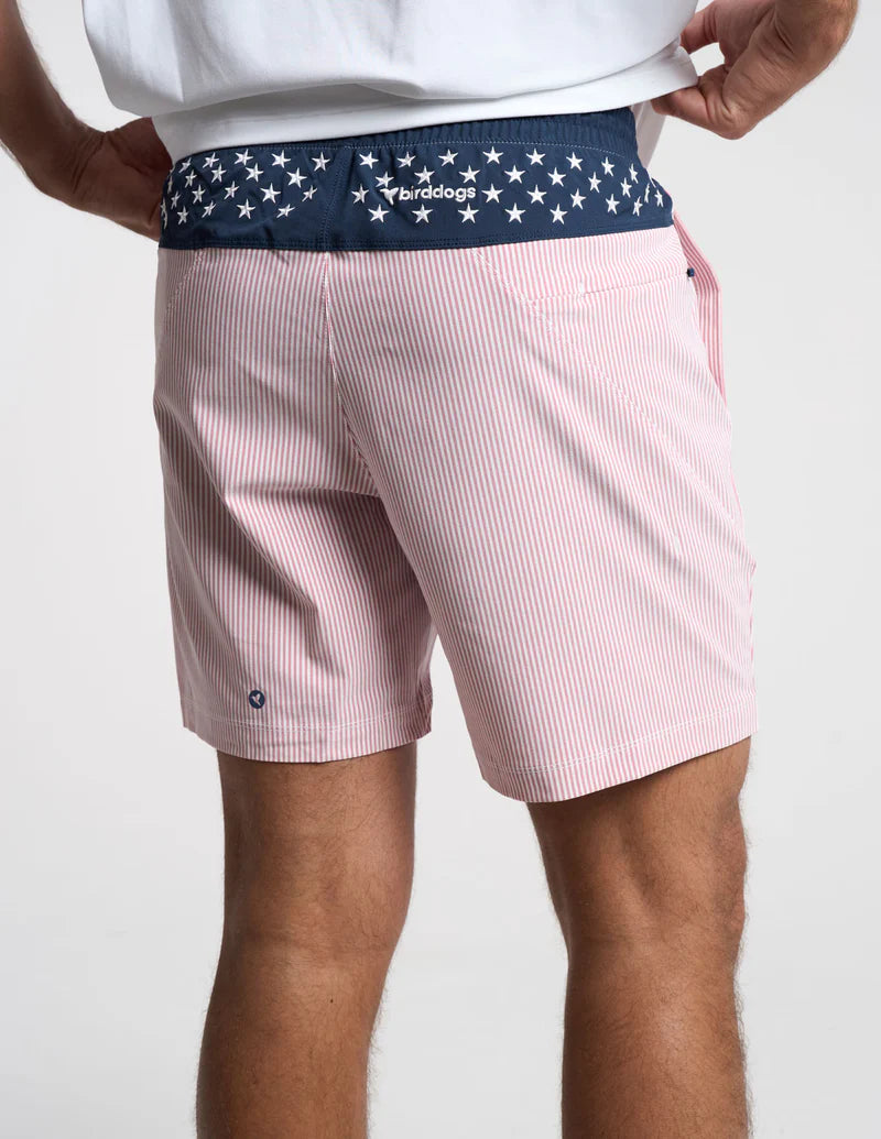 Birddogs Gym Shorts 7” - Red Seersucker