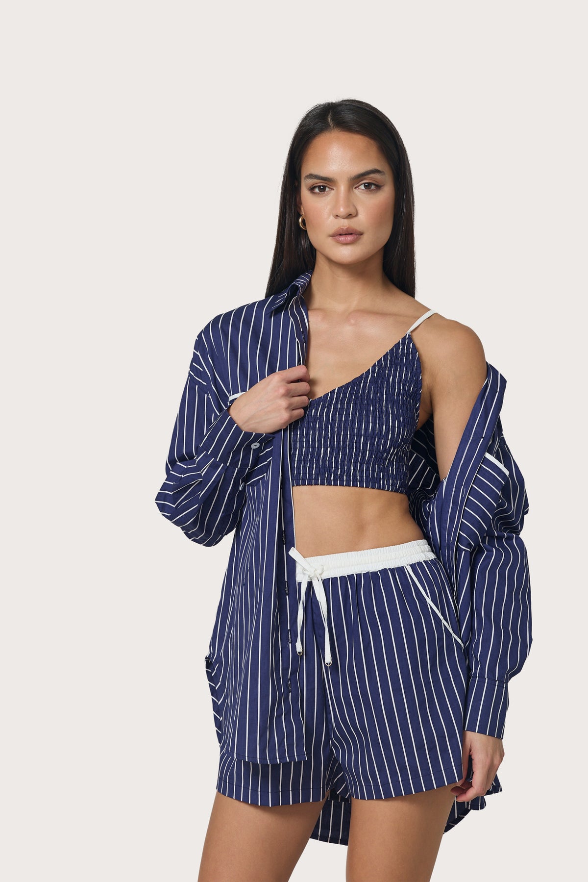 Lusana Donovan Short - Indigo Stripe