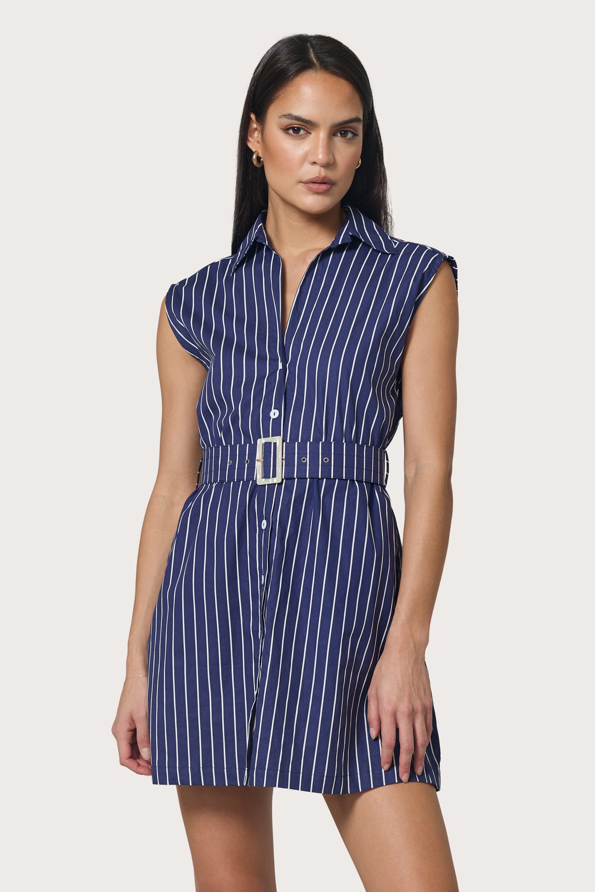 Lusana Kelly Dress - Indigo Stripe