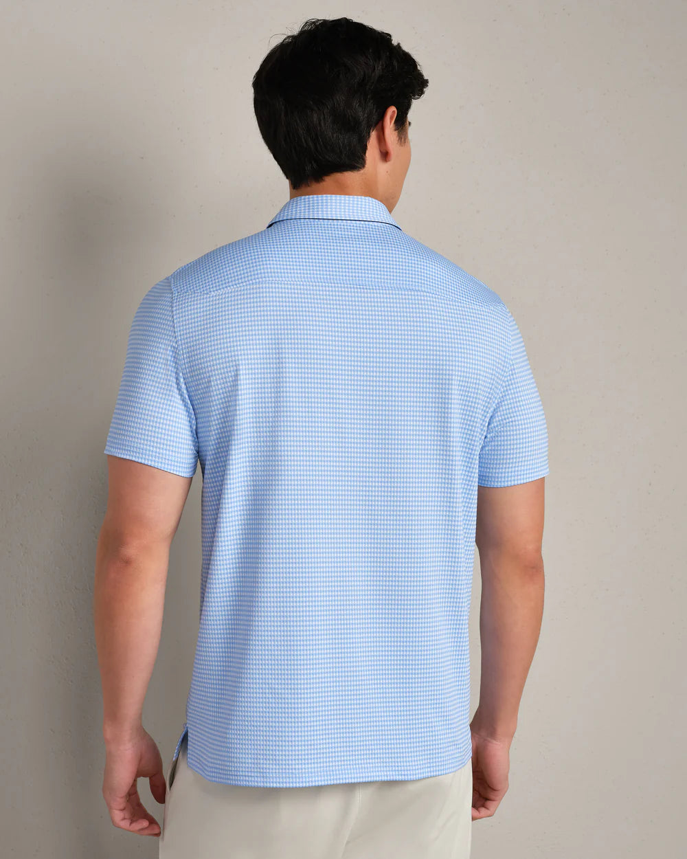 Rhone Apparel Commuter Polo - Light Blue Micro Gingham