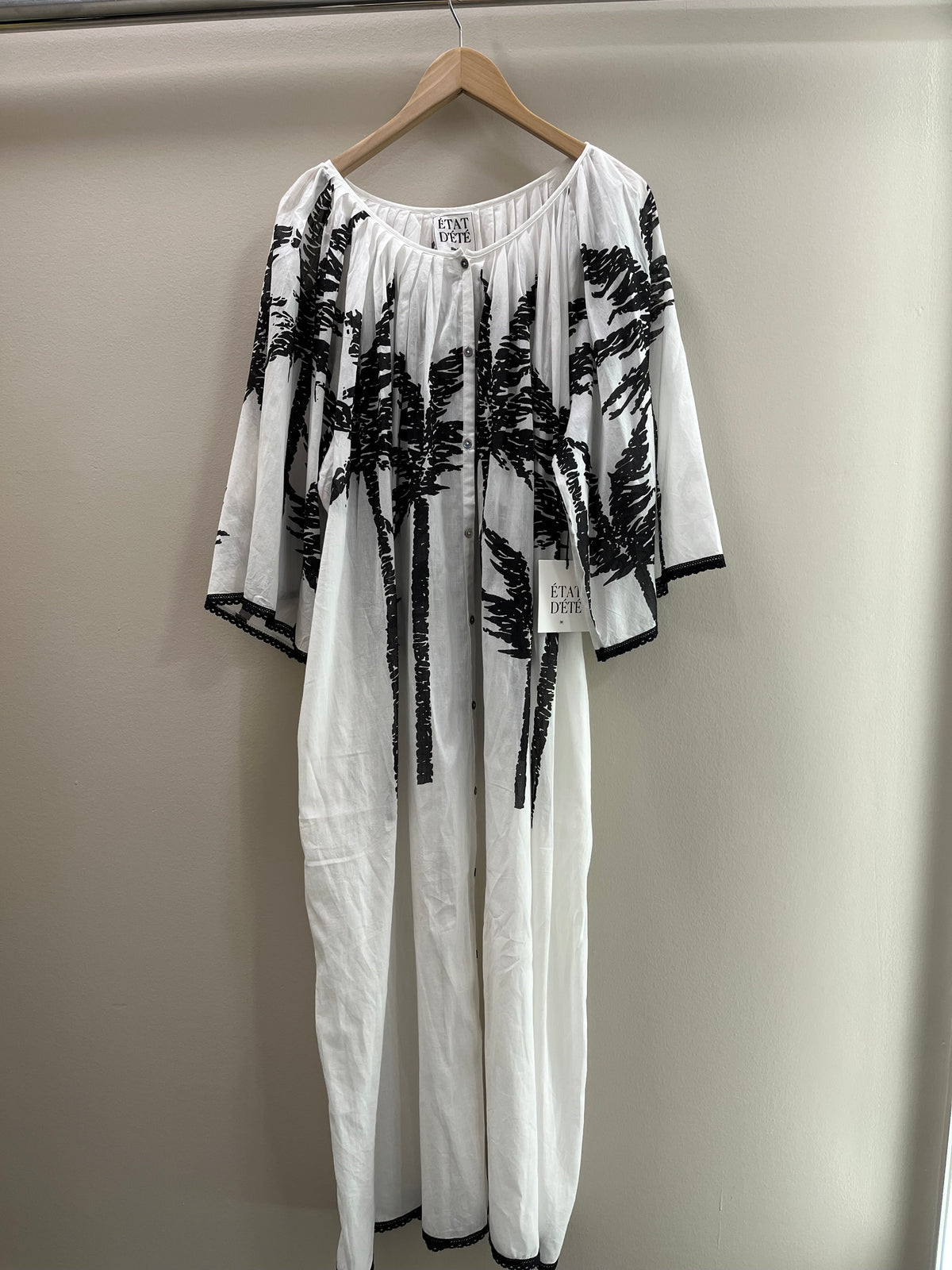 ETAT D'ETE Domino P Dress- Black palm/ Snow white ground