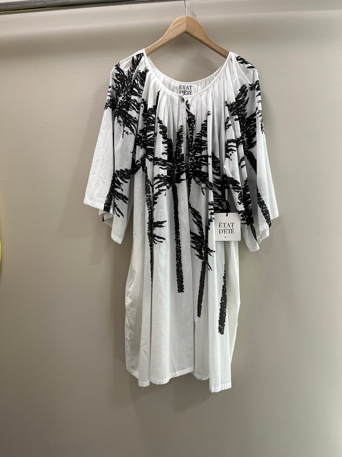ETAT D'ETE Dice Palm Dress- Black Palm/ Snow White
