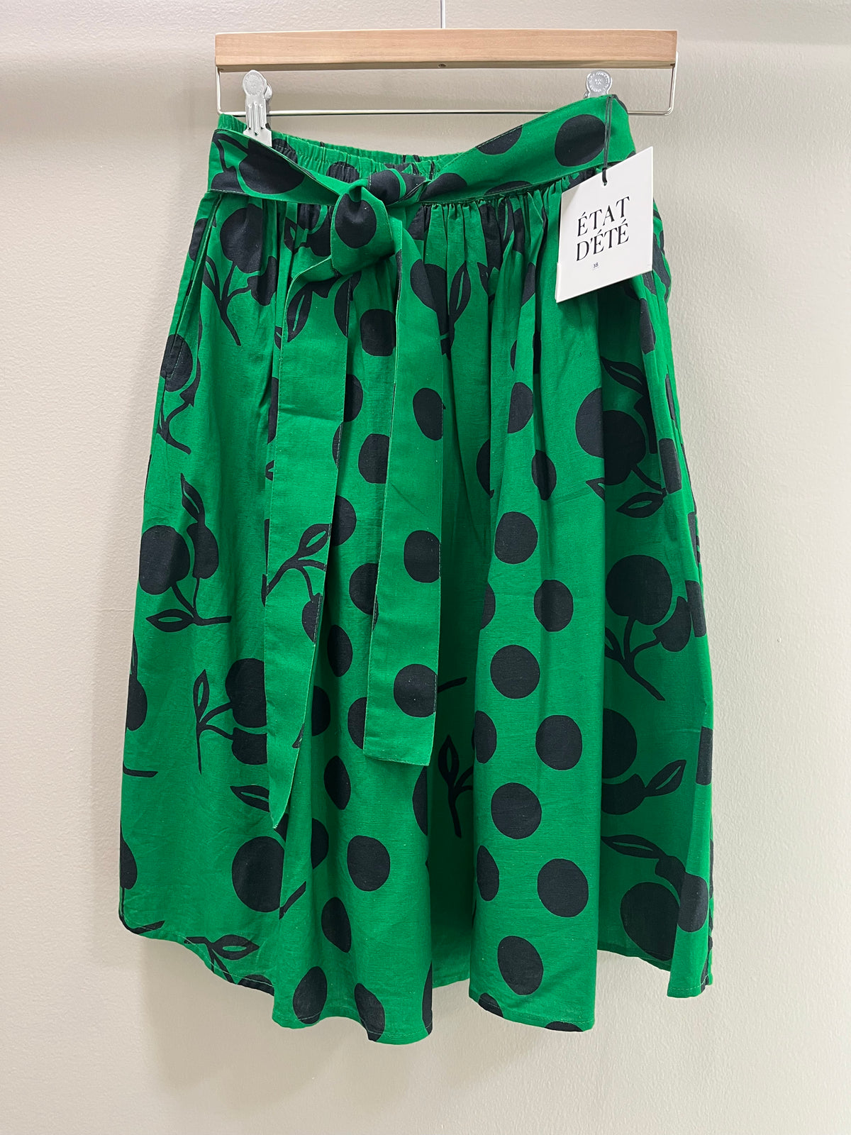 ETAT D'ETE Sway Skirt Linen- Black cherry/ Green ground