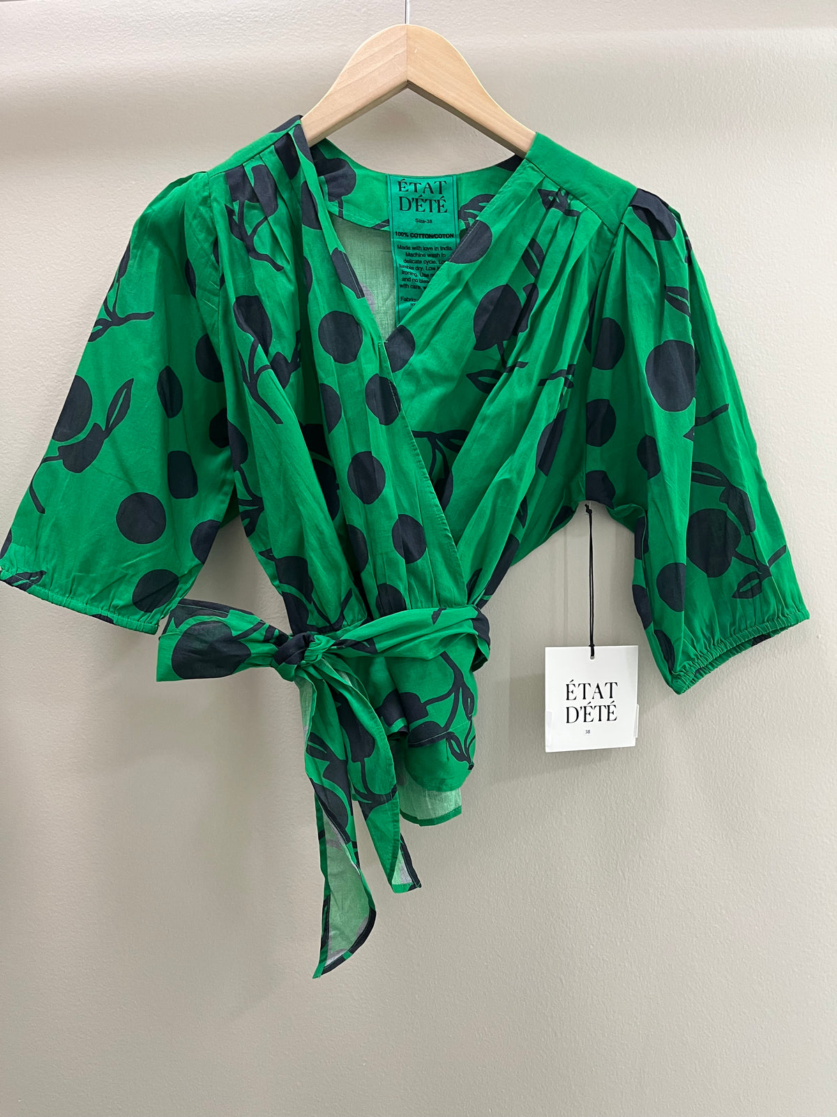 ETAT D'ETE Ballerin Blouse Voile Shibori- Black cherry/ Green ground