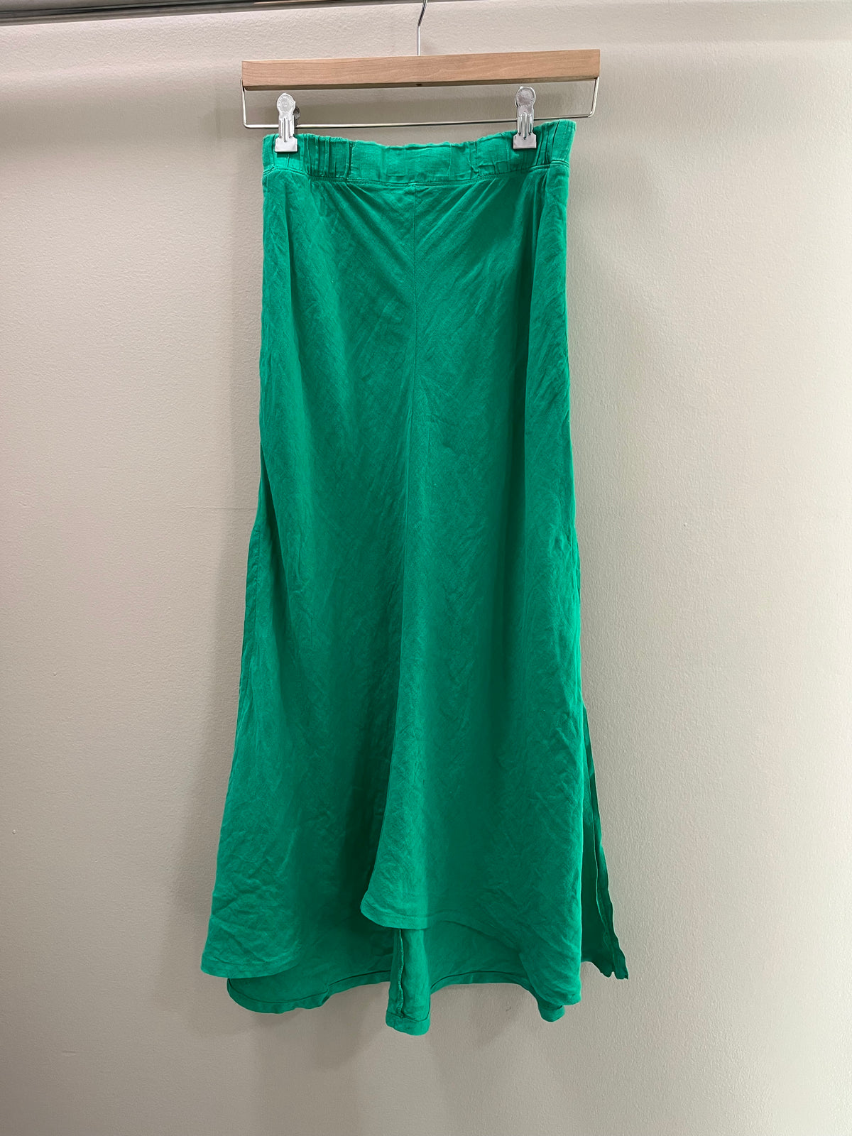 Mila Linen Skirt with Side Slits - Jade