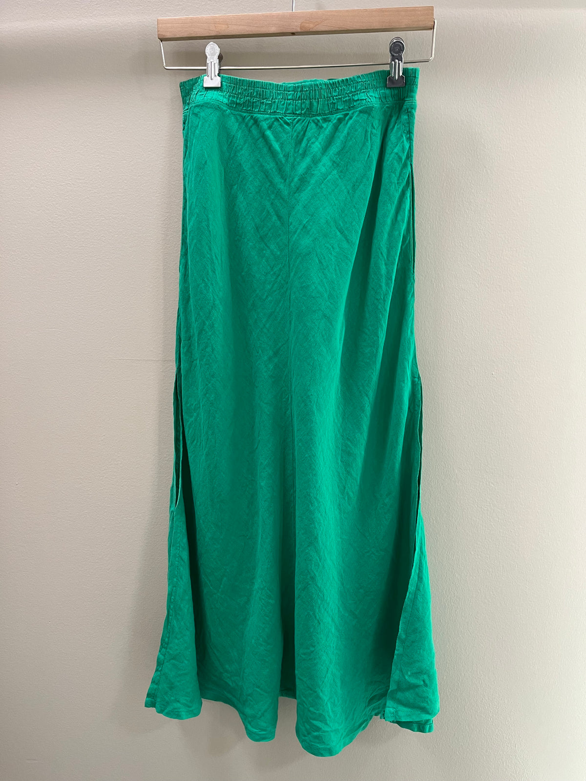 Mila Linen Skirt with Side Slits - Jade