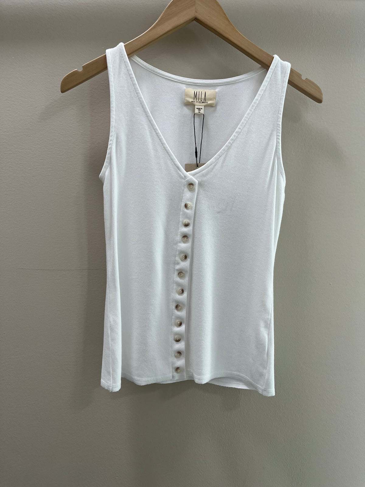 Mila Long Sleeve Button Down Tank - White