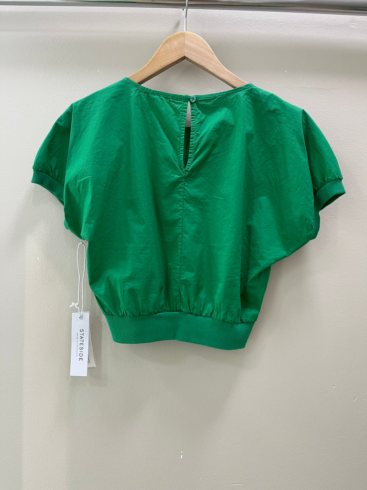 Stateside Pixie Poplin Mixed Media Puff Sleeve Top - Jade