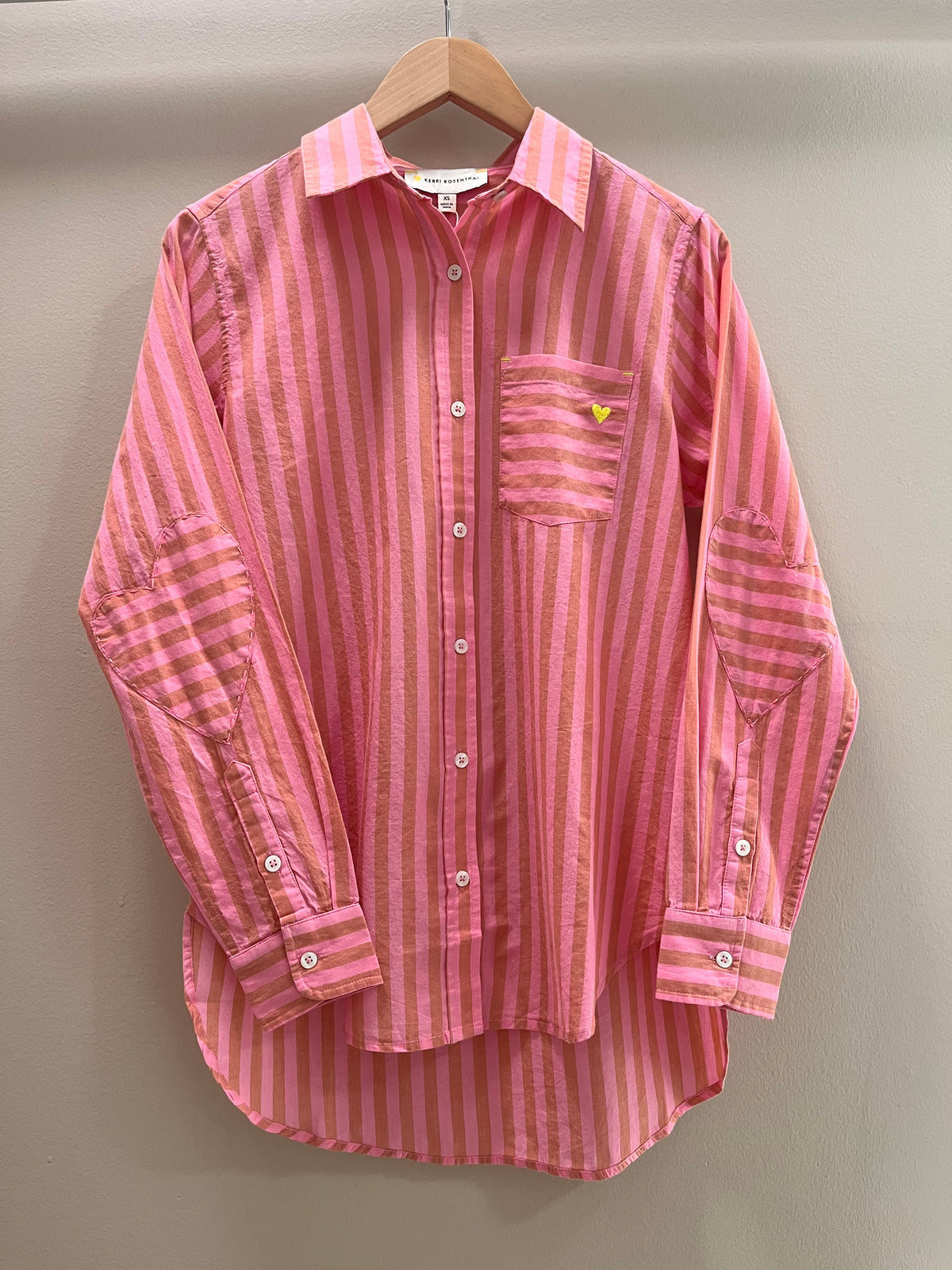KERRI ROSENTHAL Mia Stripe Shirt- Palm Pink/ Cali Rose