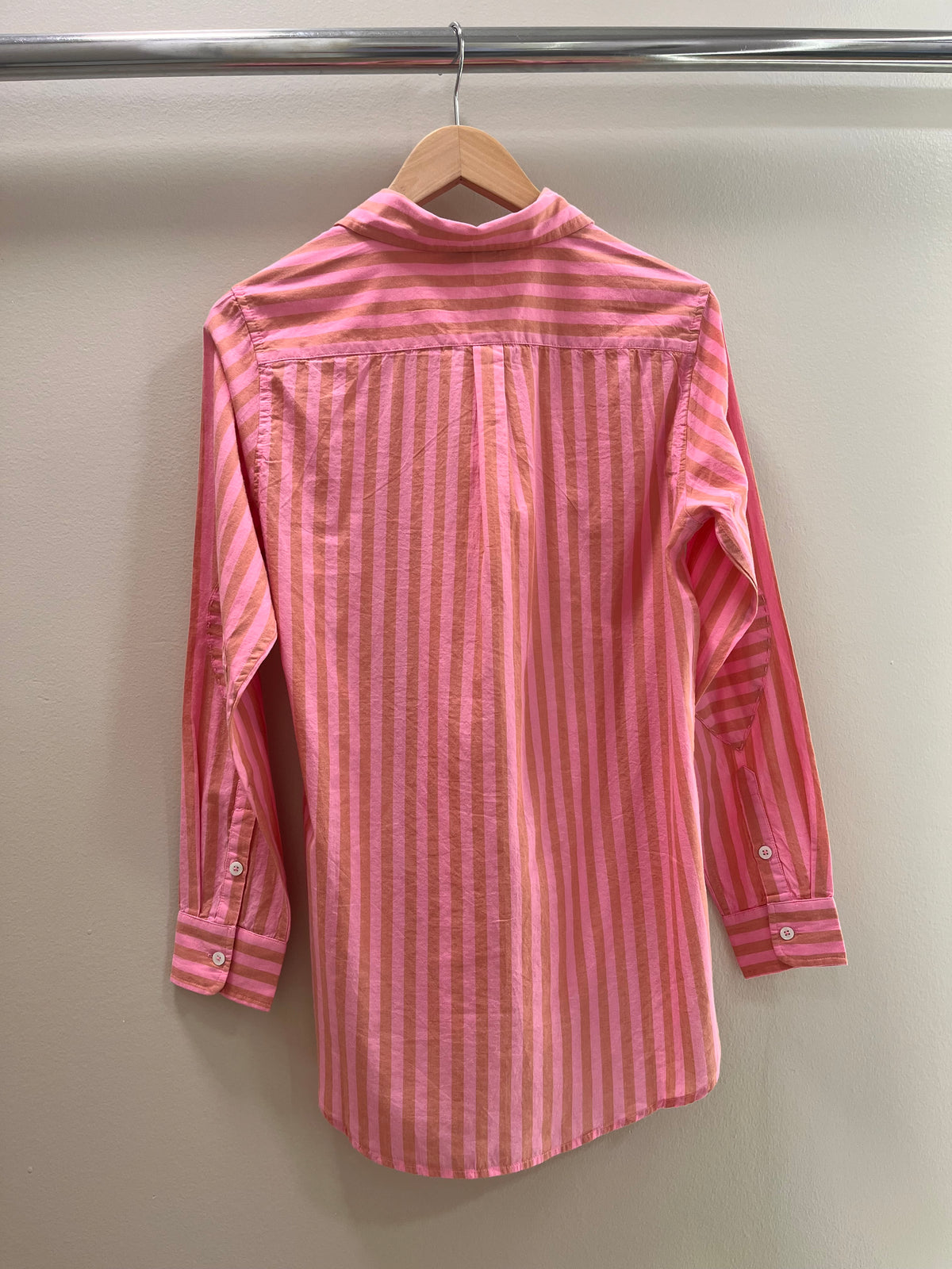 KERRI ROSENTHAL Mia Stripe Shirt- Palm Pink/ Cali Rose