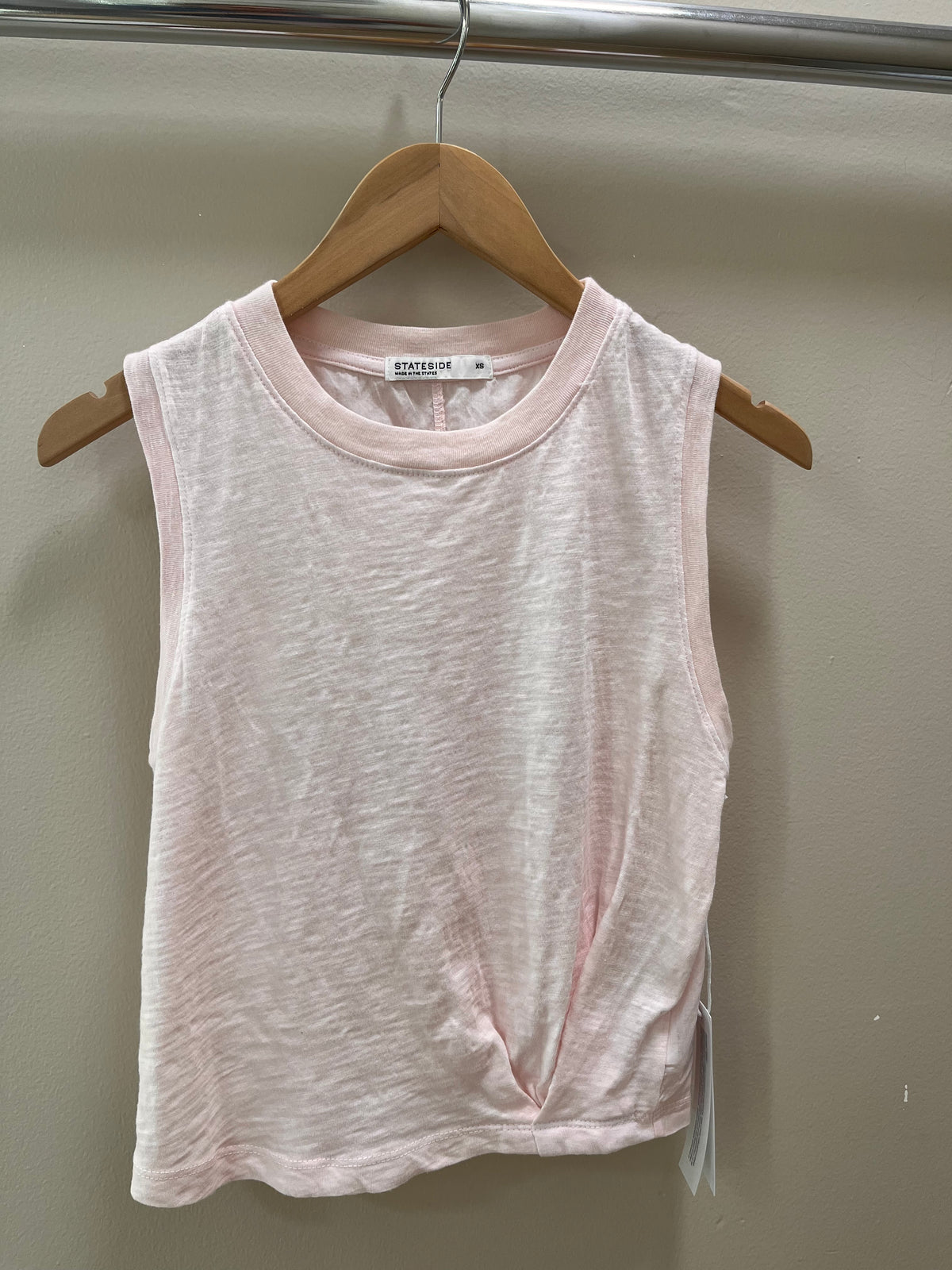 Stateside Supima Slub Jersey Mixed Media Twisted Tank- Ice Cream