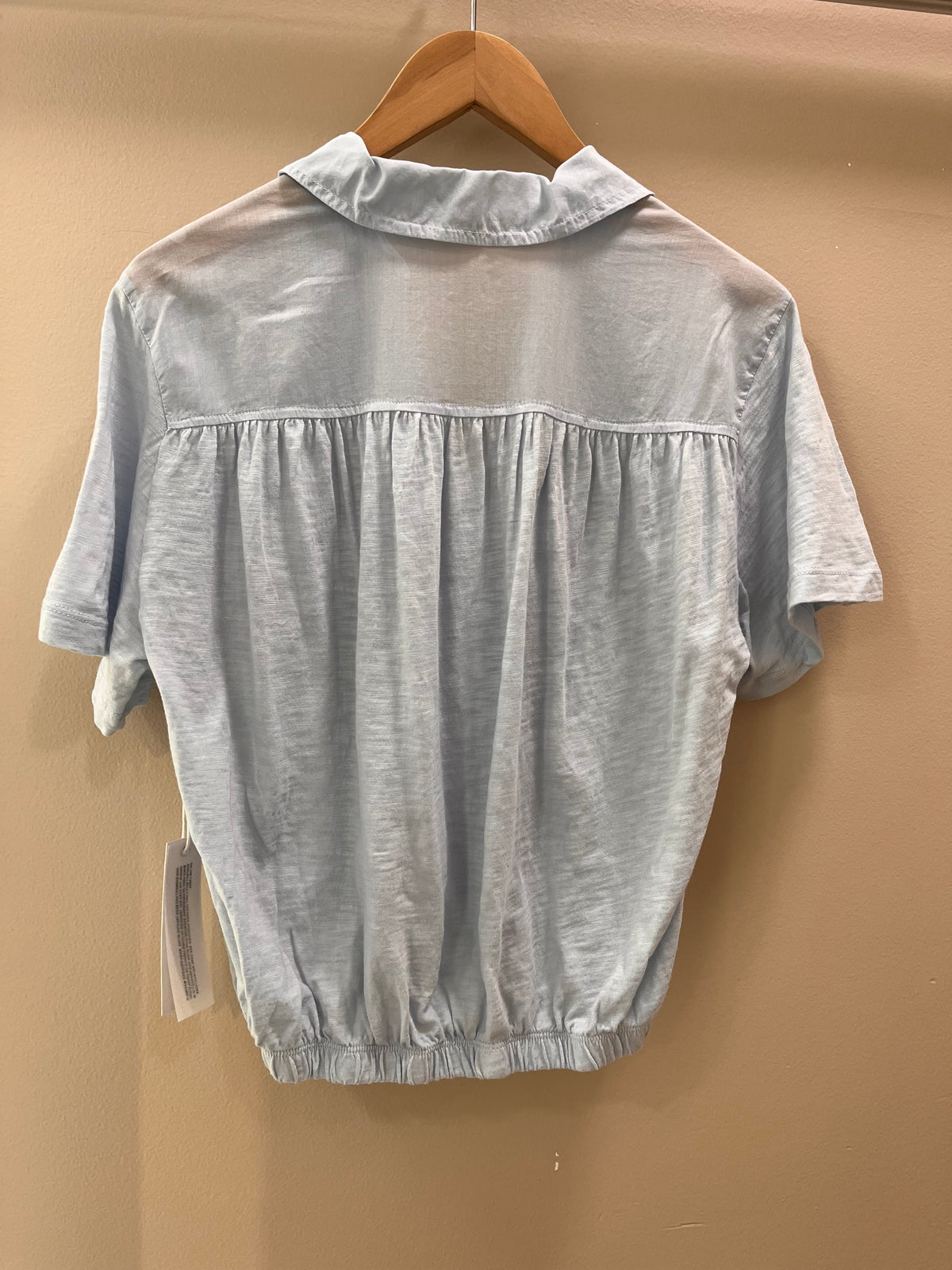 Stateside Supima Slub Jersey Mixed Media Surplice Top- Blue Haze