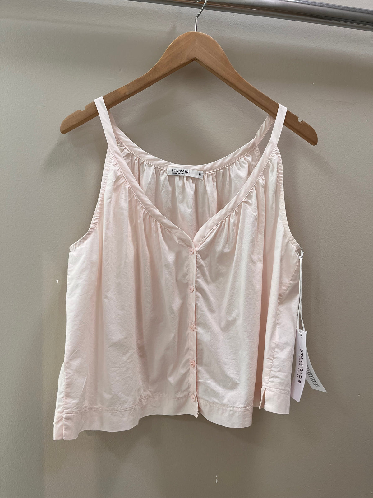 Stateside Voile V-Neck Buttoned Cami- Ice Cream