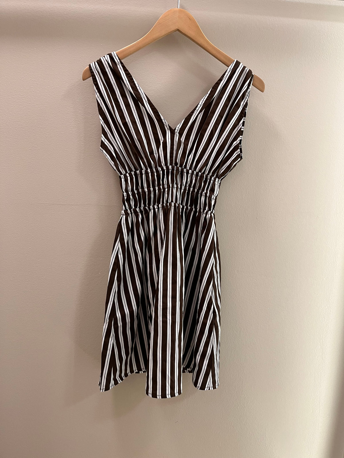 Lusana Violet Mini Dress- Cafe Stripe