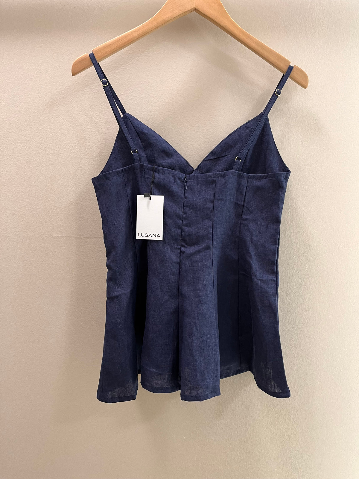 Lusana Misha Linen Top- Indigo