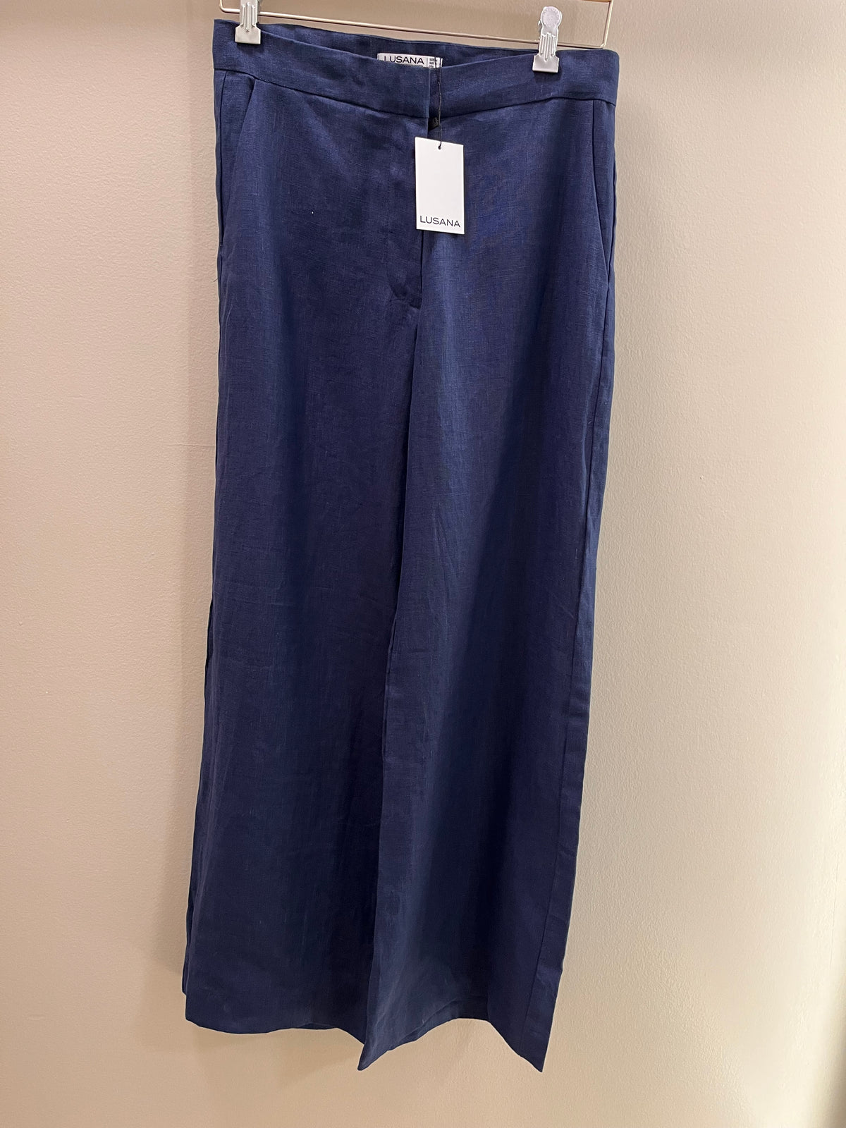 Lusana Tailor Linen Pant- Indigo