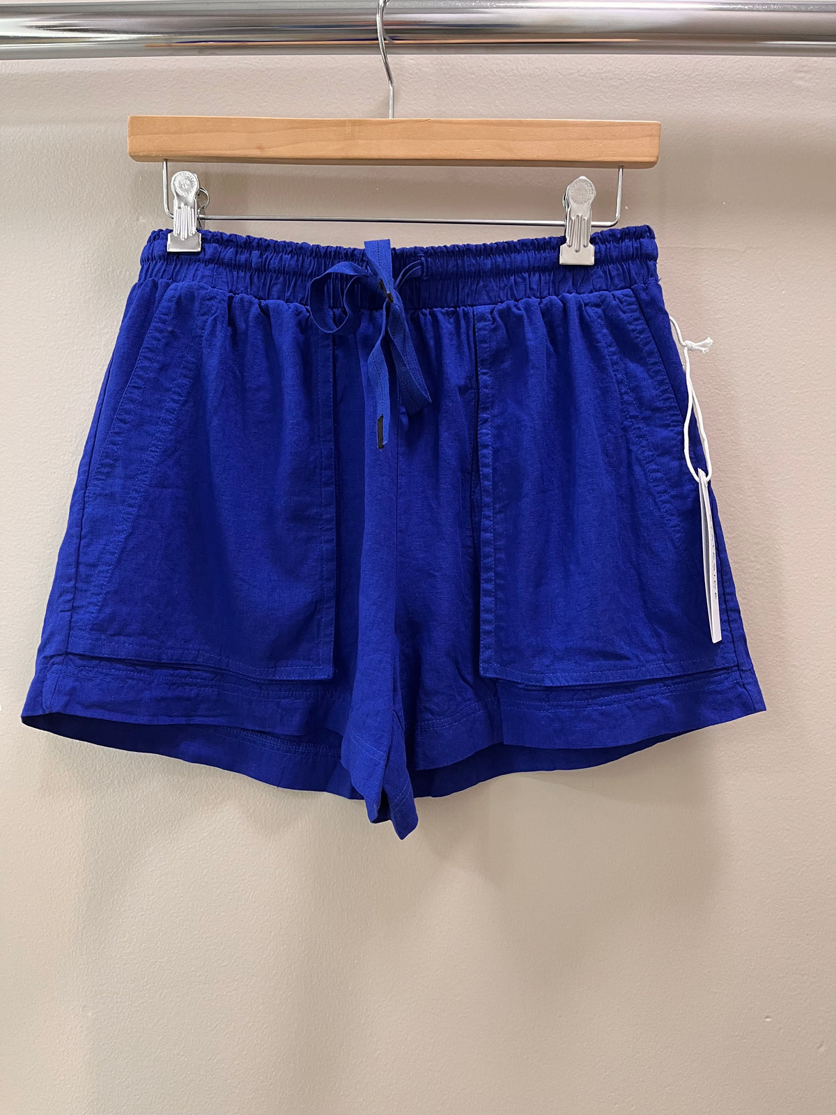 Stateside Linen Patch Pocket Shorts- Sea Glass