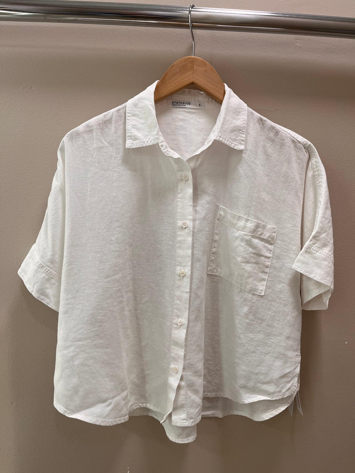Stateside Linen Dolman Pocket Shirt- White