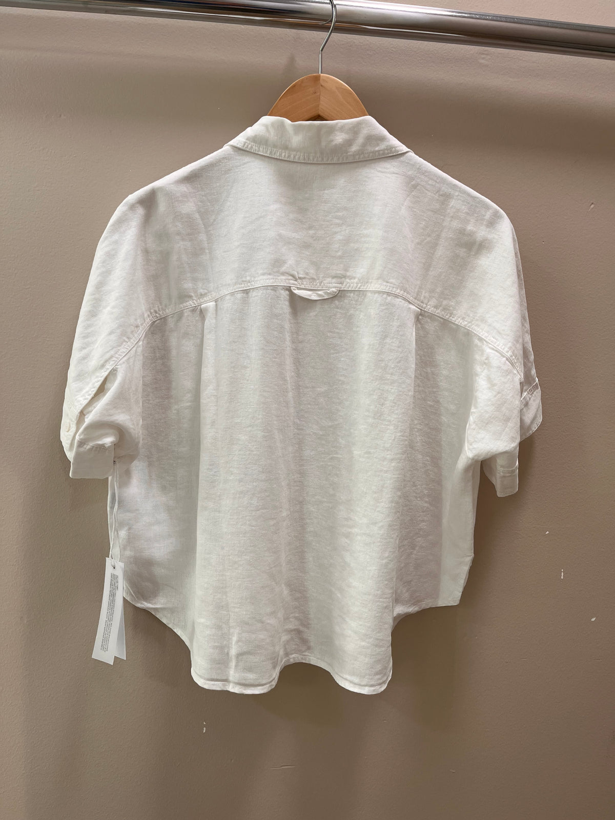 Stateside Linen Dolman Pocket Shirt- White