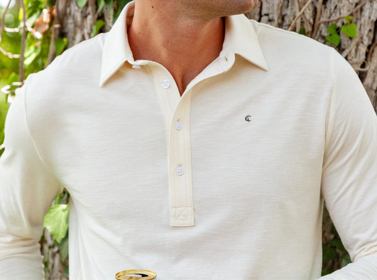 Criquet brrr Long Sleeve Range Polo - Natural