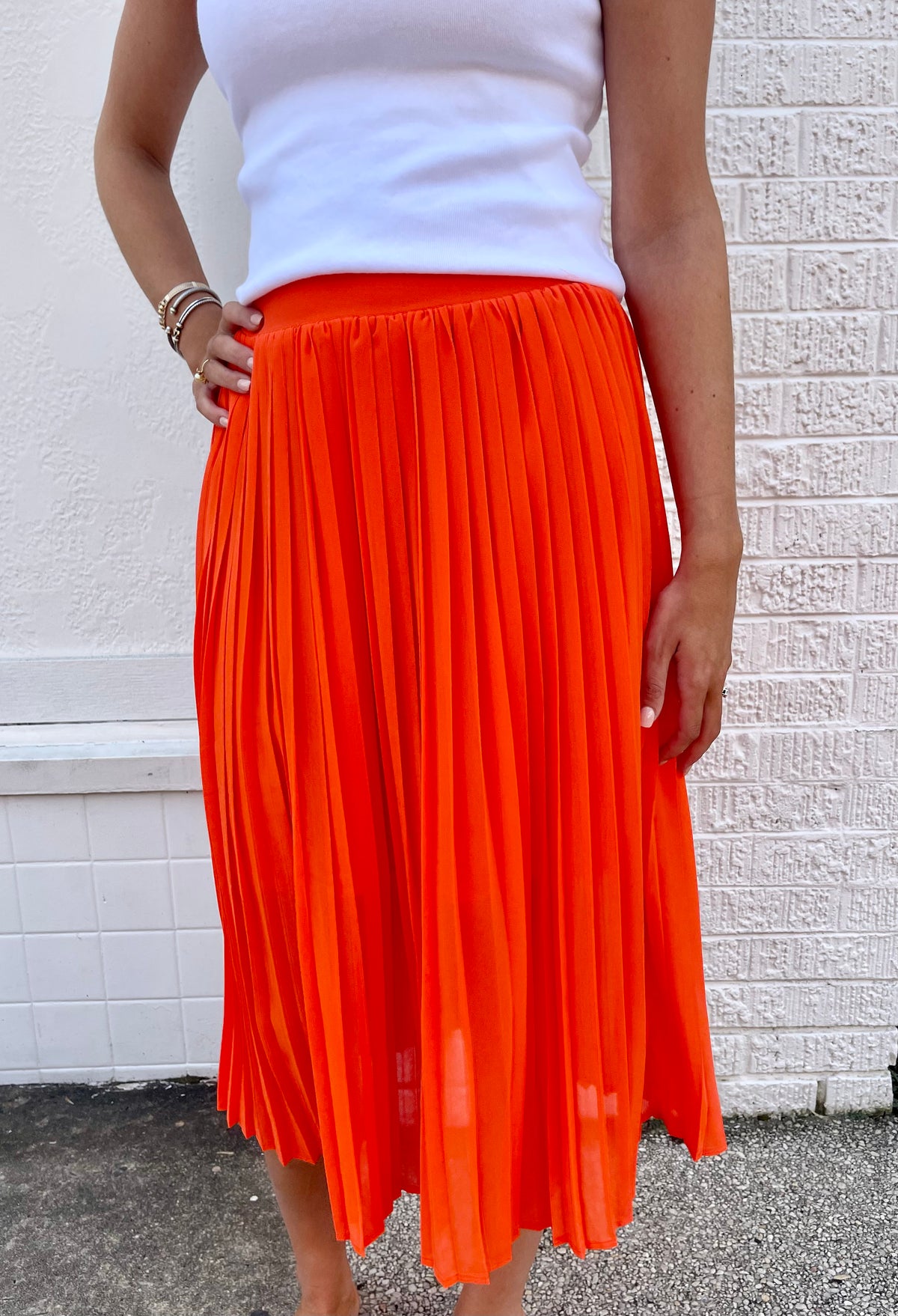 THML Pleated Skirt - Orange