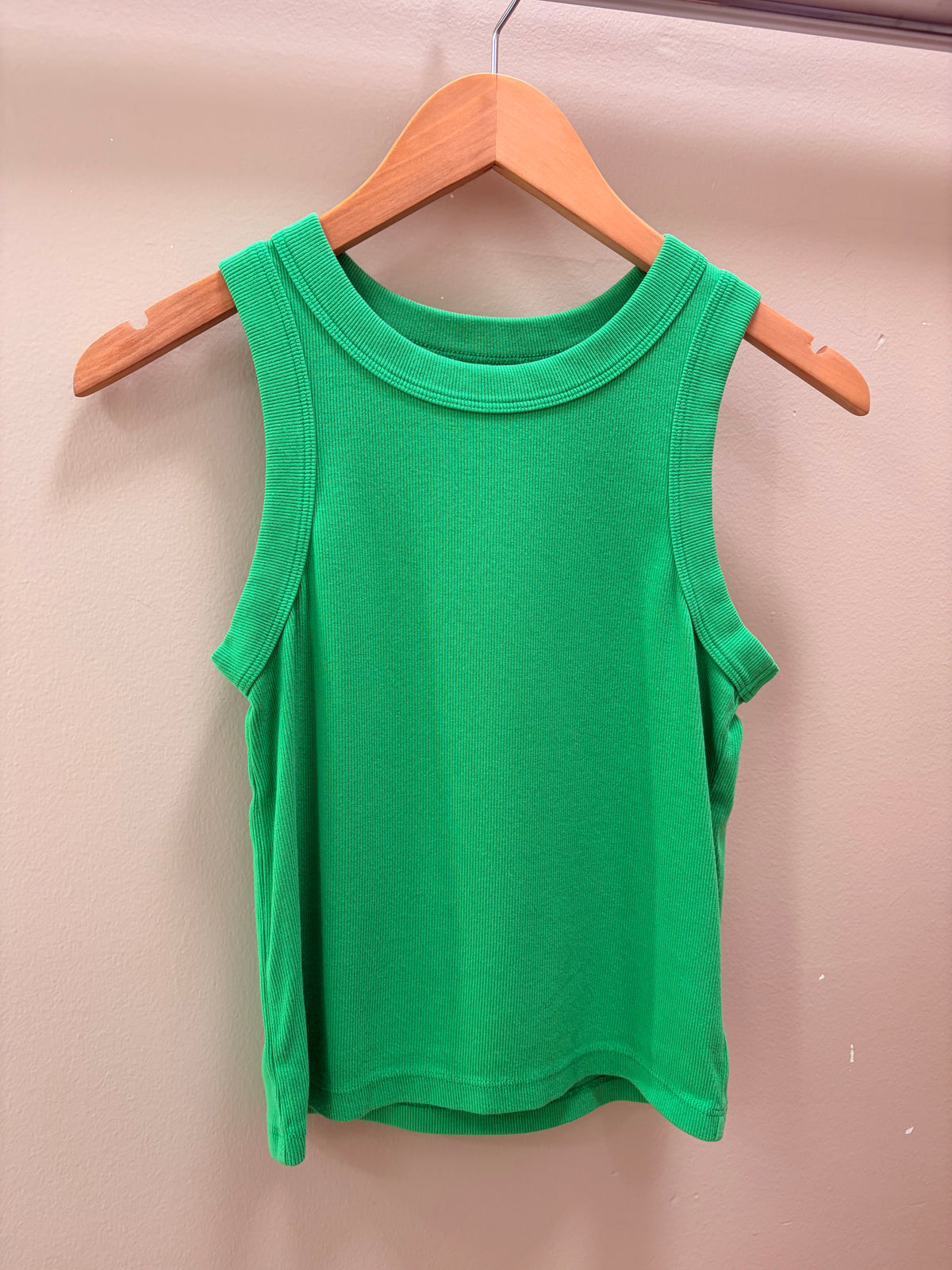 Mila Ribbed Crop Tank Top - Jade