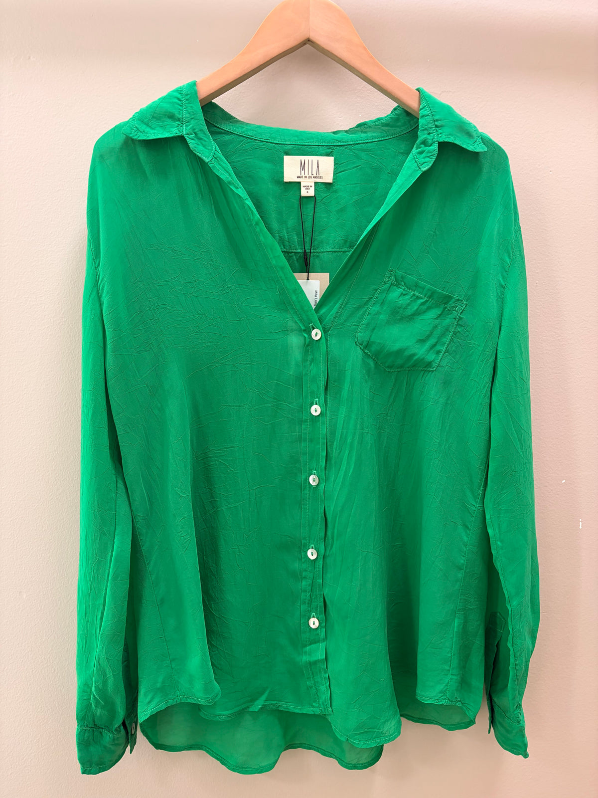Mila Long Sleeve Button Down Shirt - Jade